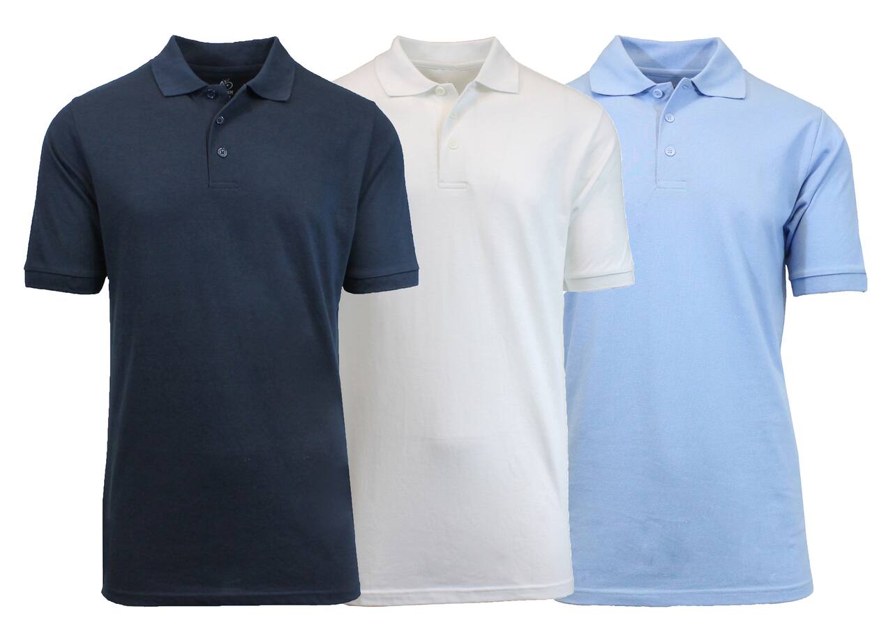Galaxy By Harvic Short Sleeve Men's Pique Polo Shirt 3 Pack
